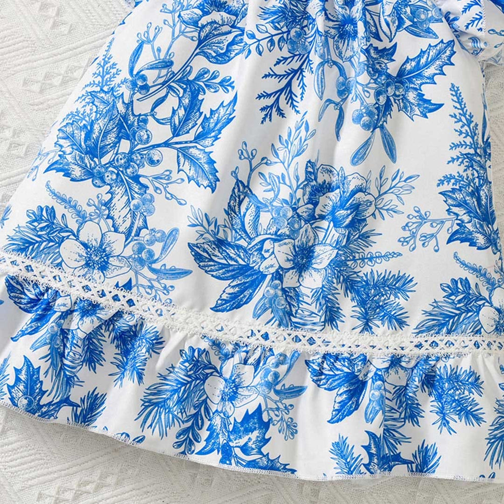 Girls Floral Print A-line Dress Casual Dresses   