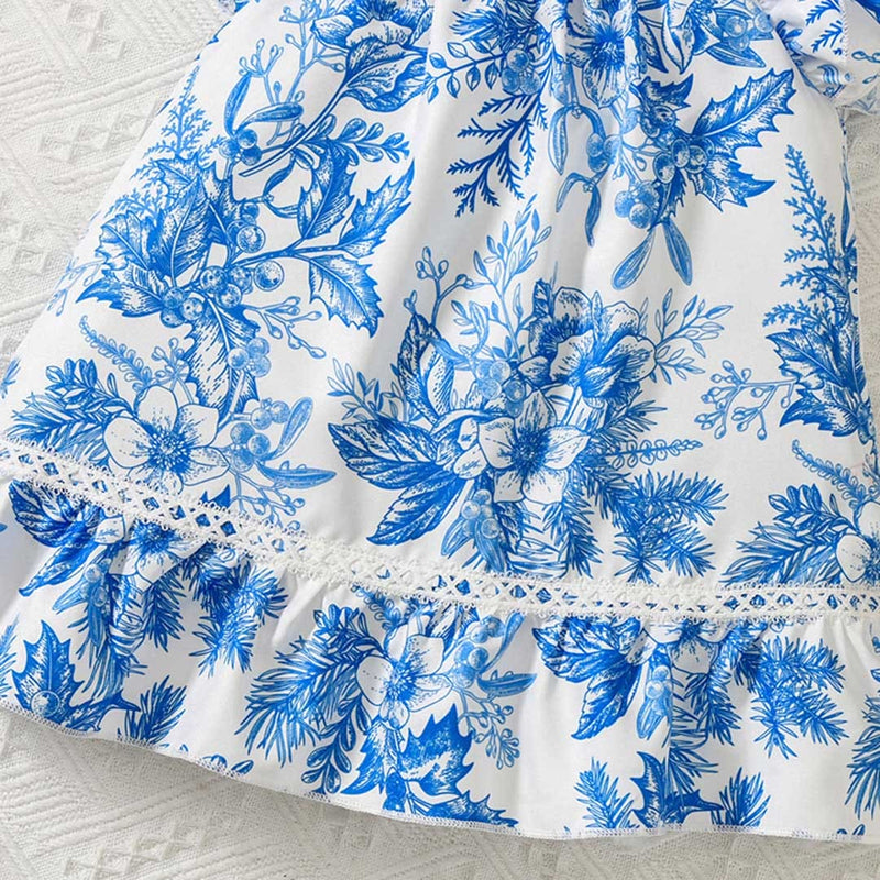 Girls Floral Print A-line Dress Casual Dresses   