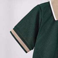 Boys Green Short Sleeves Rib Cuff Polo T-Shirt Tshirts