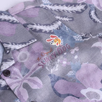 Boys Grey Tropical Print Short Sleeve Shirt With Elasticated Shorts Sets Sets