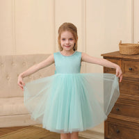 Girls Light Green Beaded Neck Sleeveless Fit & Flare Party Wear Dress Party Dresses Light Green 2-3 Y