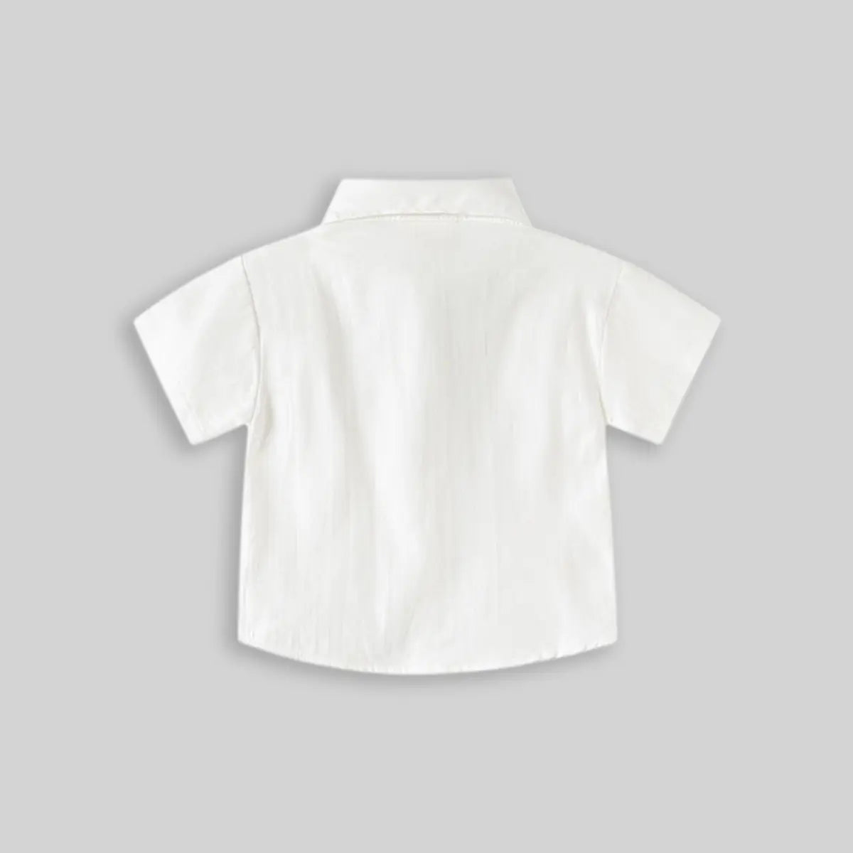 Boys White Short Sleeve Shirt with Bear Patch Pocket Shirts