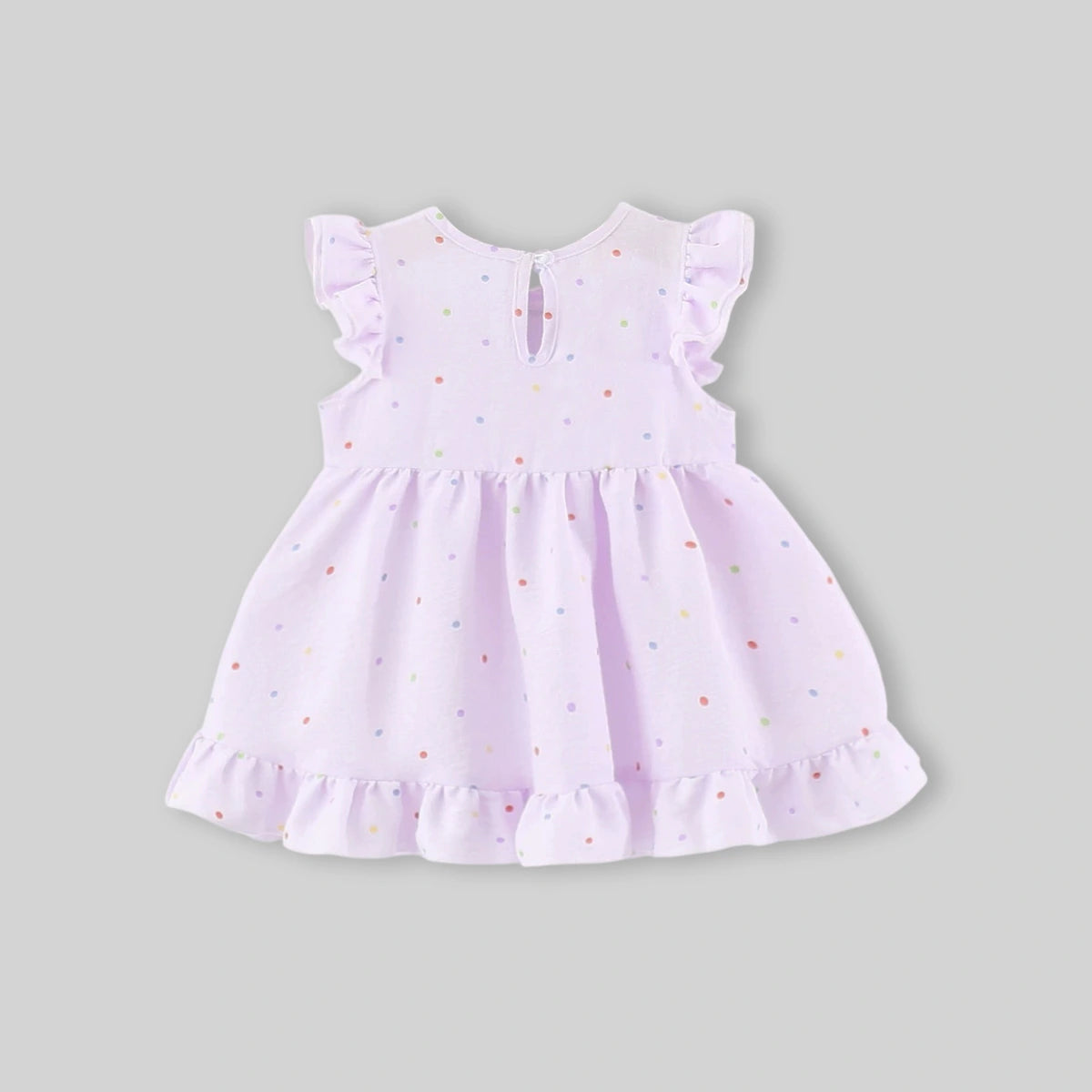 Girls Purple Bunny Applique Fit & Flare Dress With Polka Dot Print Casual Dresses