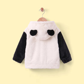 Girls White Polar Fleece Hooded Zipper Jacket Coats & Jackets
