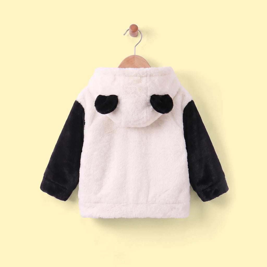 Girls White Polar Fleece Hooded Zipper Jacket Coats & Jackets