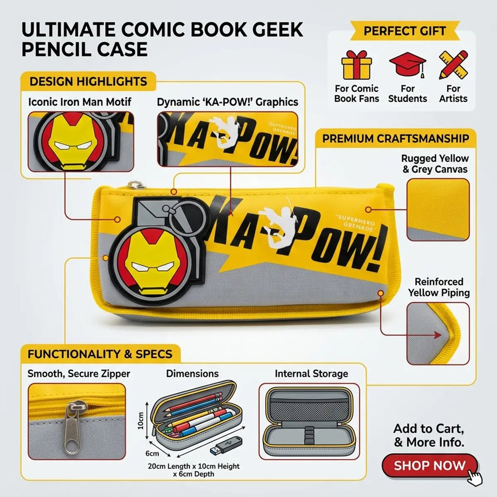 Iron Man Superhero Pencil Pouch with Zipper Trending Accessories