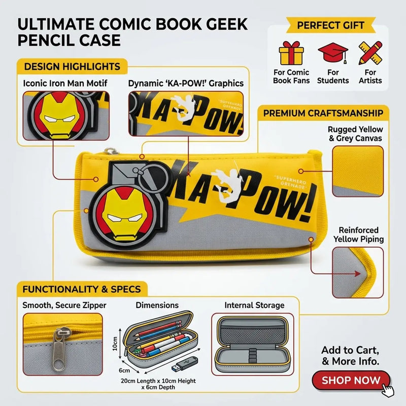 Iron Man Superhero Pencil Pouch with Zipper Trending Accessories