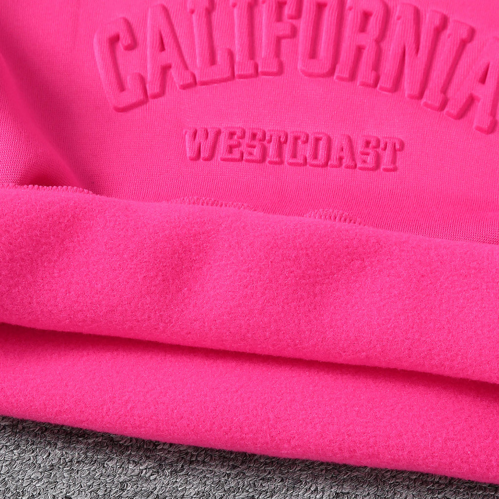Girls Fuchsia Self Typographic 3D Puff Designed SweatShirt With Jogger Winter Set 2 pc. Sets