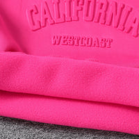 Girls Fuchsia Self Typographic 3D Puff Designed SweatShirt With Jogger Winter Set 2 pc. Sets