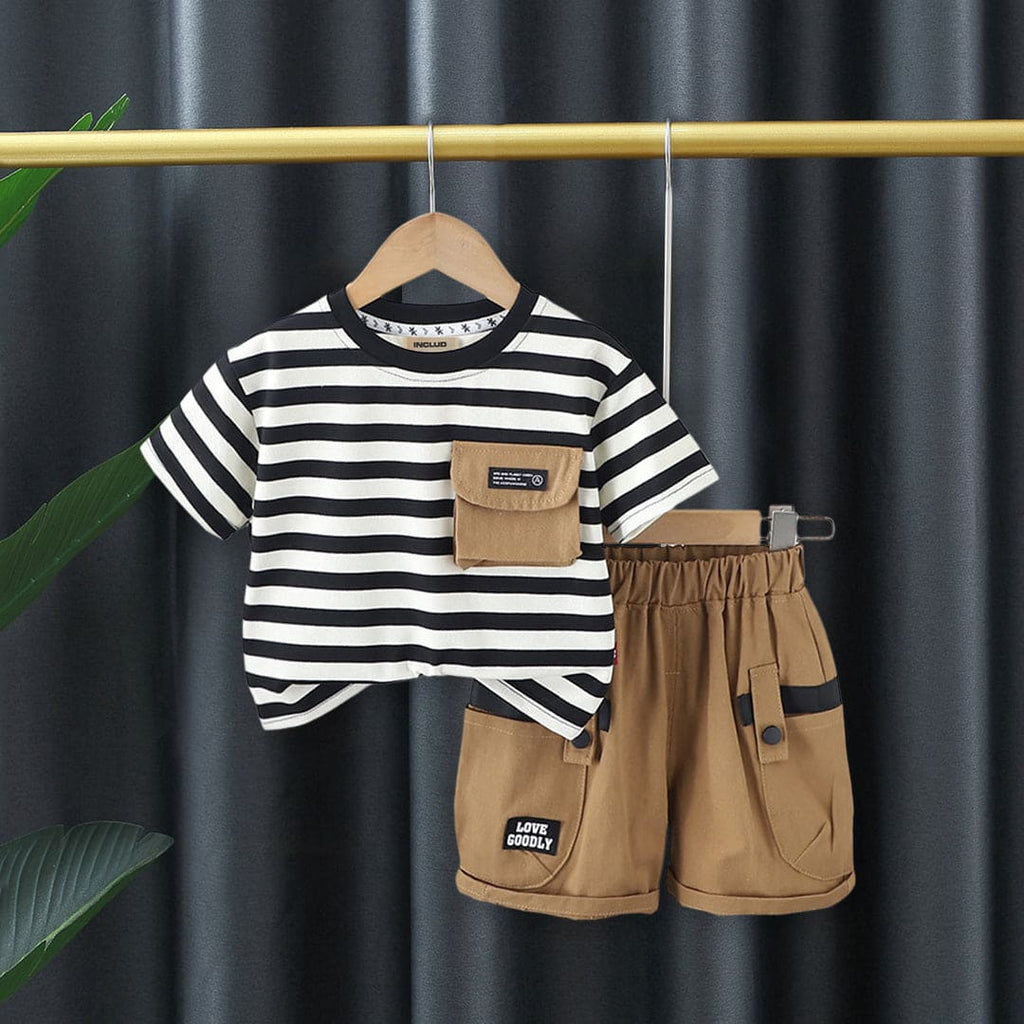 Boys Short Sleeve Striped T-Shirt With Shorts