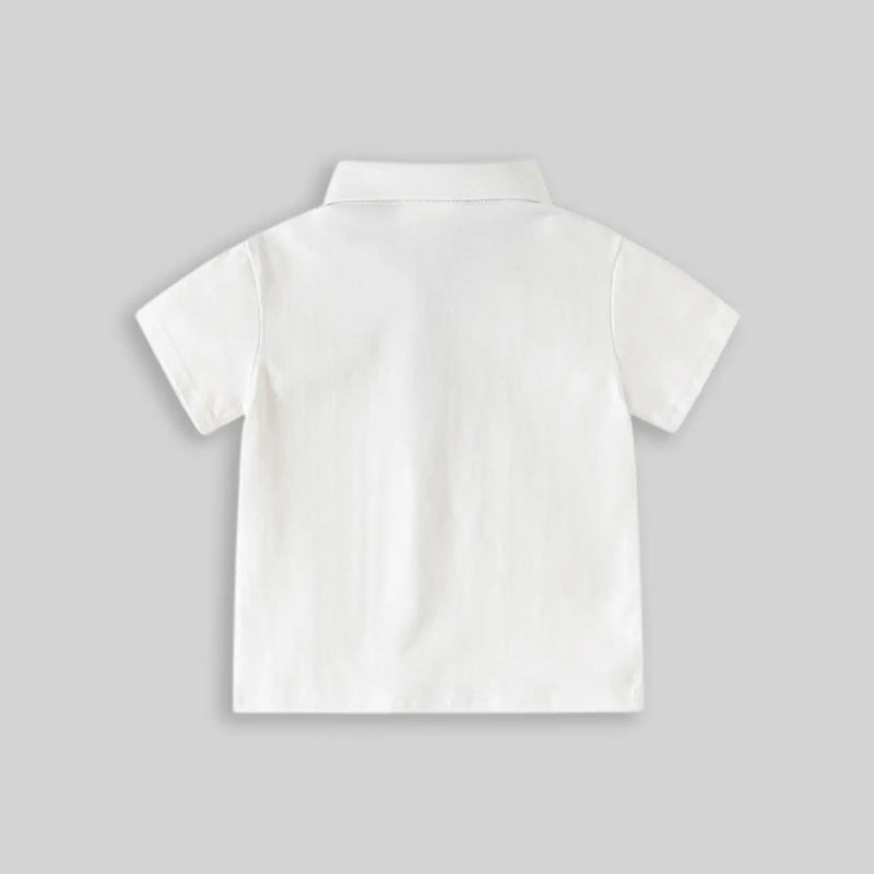 Boys White Short Sleeve Polo T-Shirt With Elasticated Shorts Sets Sets