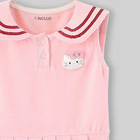 Girls Pink Hello Kitty Sailor Collar Pleated Dress Casual Dresses