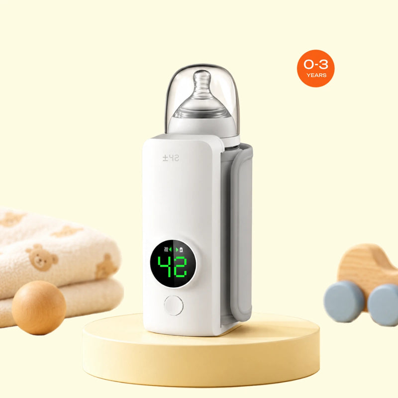 Portable Baby Bottle Warmer for 0-3 Years - LED Display & USB Rechargeable Trending Accessories White Onesize
