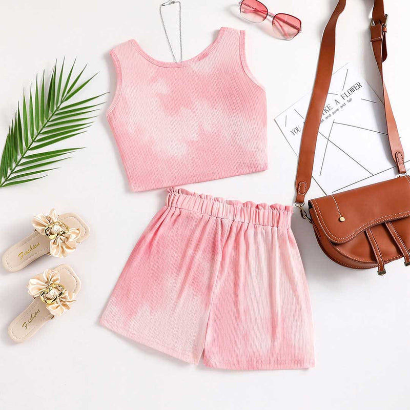 Girls Sleeveless Tie And Dye Top With Shorts Sets 2 pc. Sets   