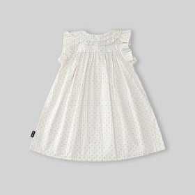 Girls Off White Embroidered Peter Pan Collar A-line Dress Casual Dresses