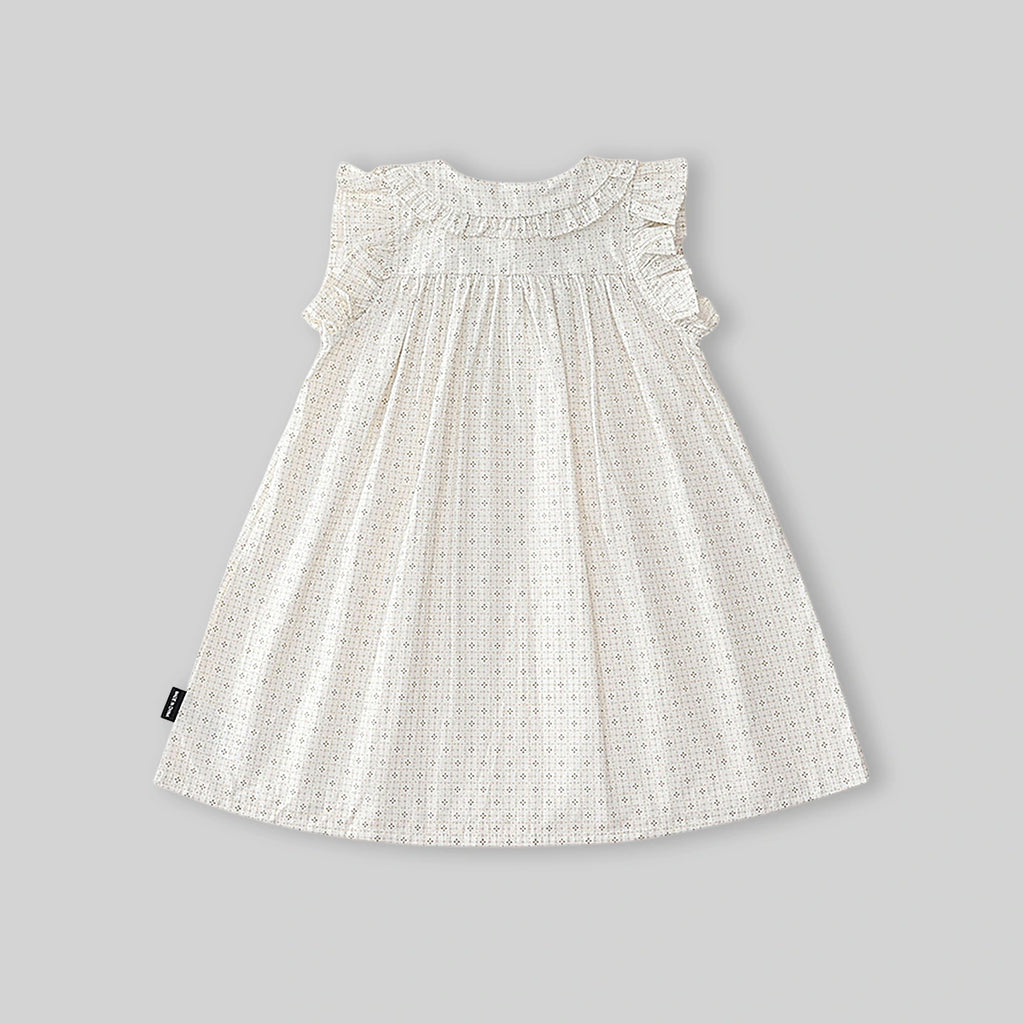 Girls Off White Embroidered Peter Pan Collar A-line Dress Casual Dresses