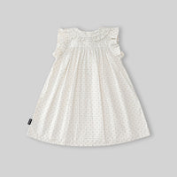 Girls Off White Embroidered Peter Pan Collar A-line Dress Casual Dresses