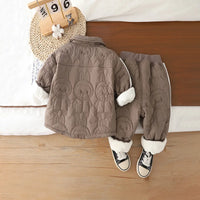 Boys Light Brown Textured Jacket With Pants Sets 2 pc. Sets