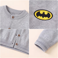 Boys Grey Batman Logo Printed Cardigan Sweaters & Cardigans