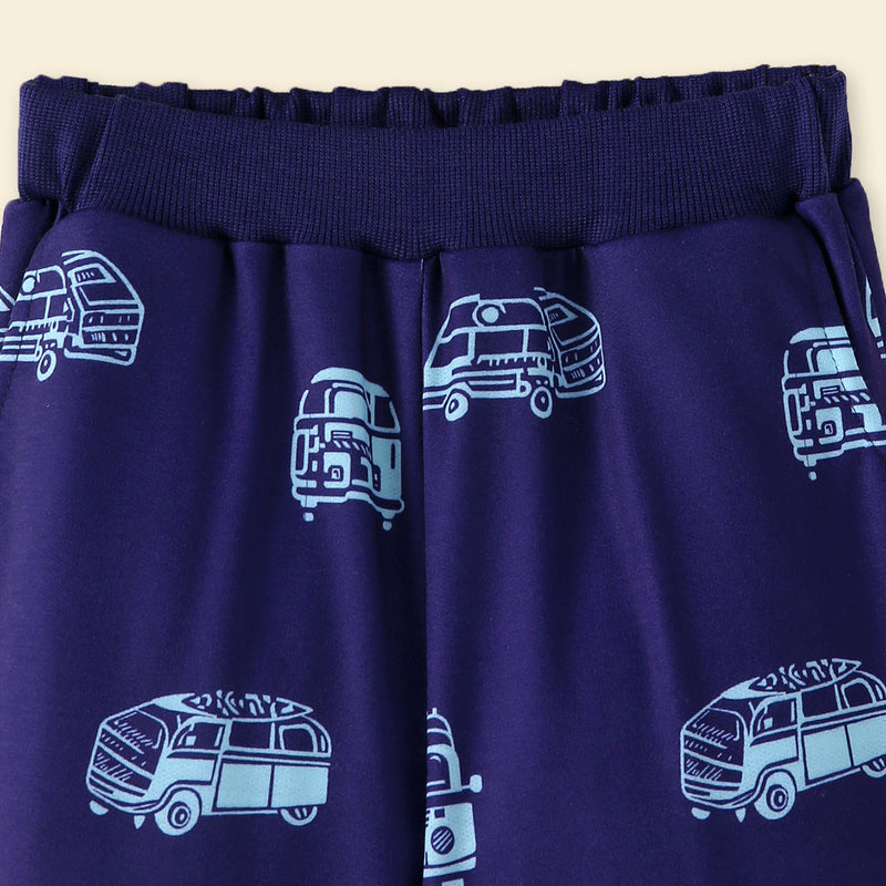 Girls Navy Blue Printed Joggers - Pack Of 2 Trackpants & Joggers