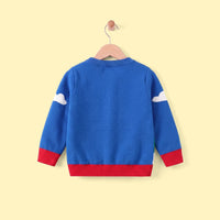 Boys Blue Sweater With Self-Design Santa Pattern Sweaters & Cardigans