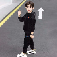 Boys Black Hooded Zipper Jacket With Jogger Co-ord Sets Sets