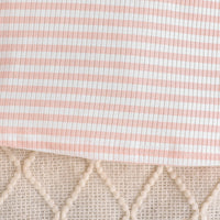 Girls Pink Stripes Heart Embroidered Top With Pleated Skirt Sets Sets