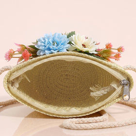 Girls White Floral Applique Sling Bag Sling Bags