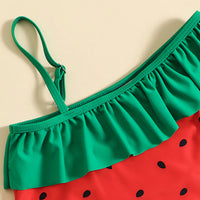 Girls Red Watermelon Printed Swimwear Bodysuit Beachwear