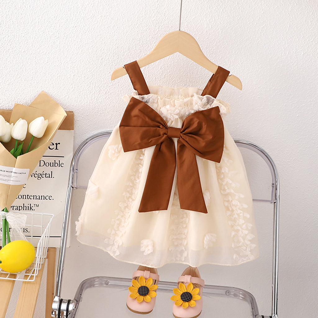 Girls Applique Casual Dress with Statement Bow