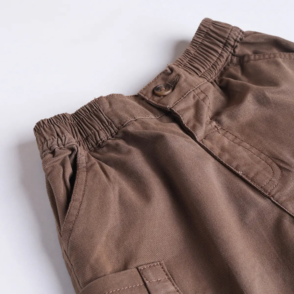 Boys Embroidered Short Sleeve Shirt With Brown Shorts Sets 2 pc. Sets
