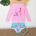 Girls Pink Mermaid Print T-Shirt With ruffled Briefs Swimwear Sets Sets Pink 7-8 Y