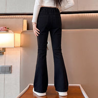 Girls Black High Rise Flared Denim Jeans Pants