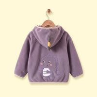 Boys Purple Dinosaur Embroidered Hooded Jacket Coats & Jackets