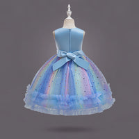 Girls Blue Heart Applique Fit & Flare Party Wear Dress Party Dresses
