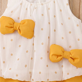 Girls Polka Dot Print Sleeveless Top With Yellow Shorts Sets 2 pc. Sets