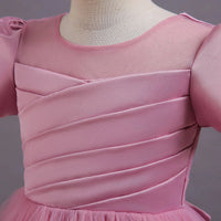 Girls Pink Puff Sleeve Ruffle Layered Party Wear Dress Party Dresses