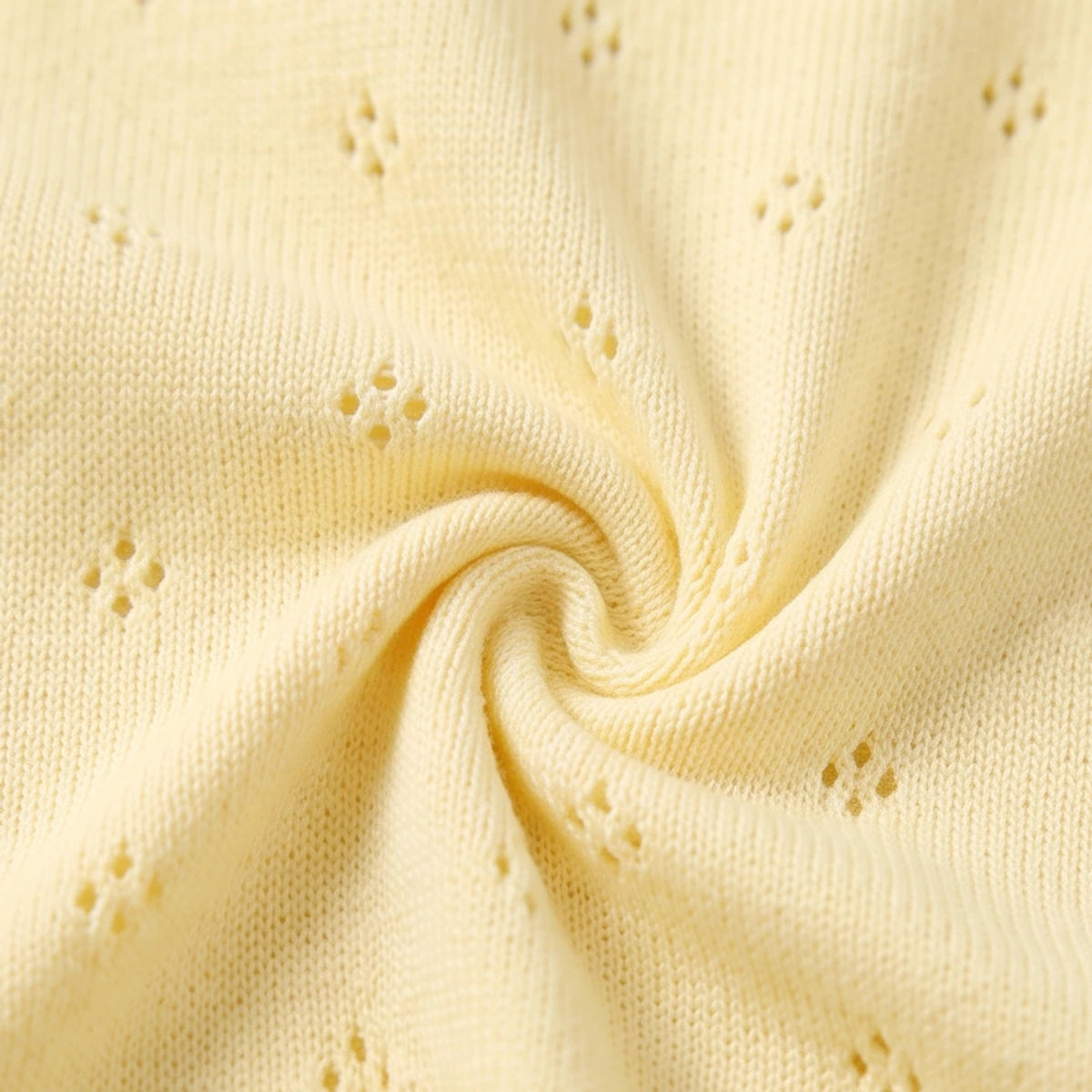 Girls Yellow Eyelet Bow Applique Cardigan Sweaters & Cardigans