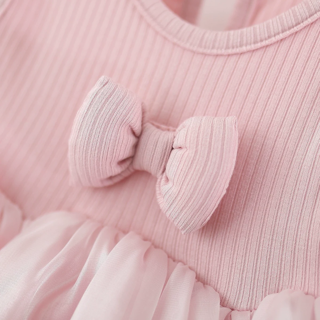 Girls Pink Bow Detailed Sleeveless Balloon Dress Casual Dresses