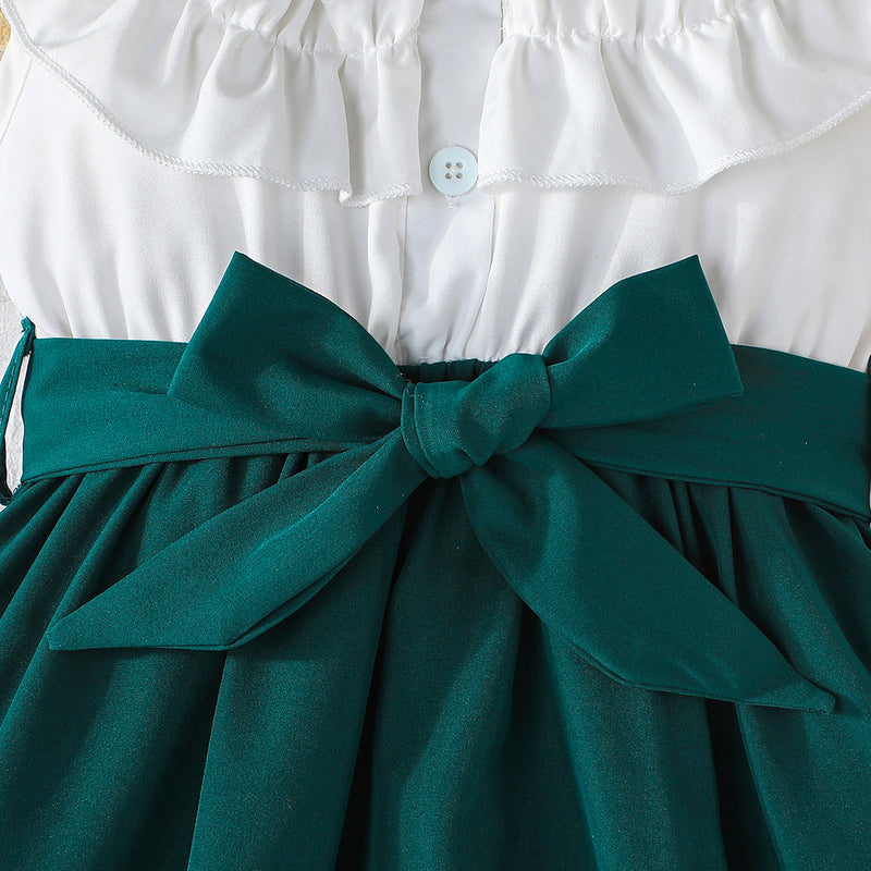 Girls Green Short Sleeve Shirt Dress Casual Dresses