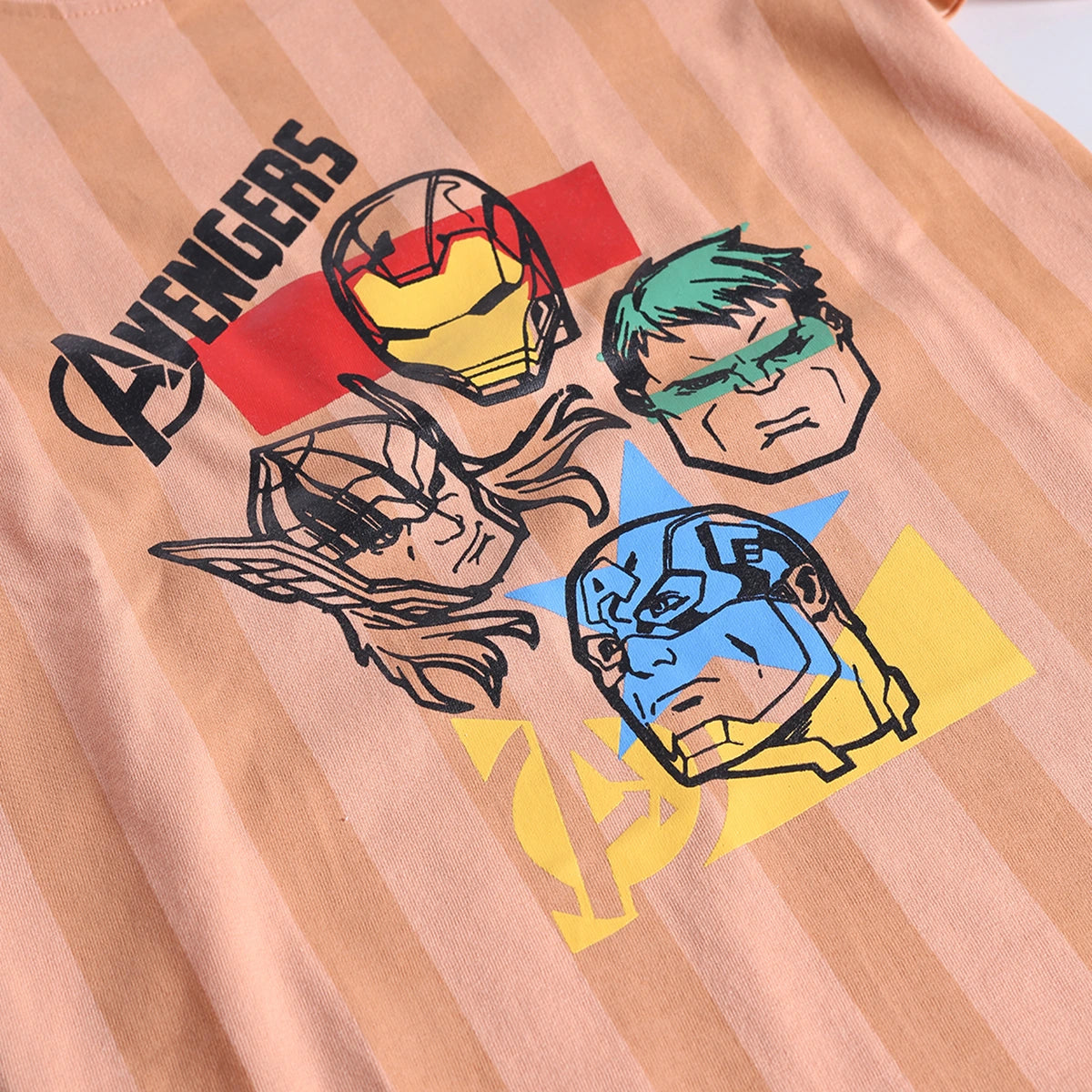 Boys Brown Avengers Characters T-Shirt With Elasticated Shorts Sets 2 pc. Sets
