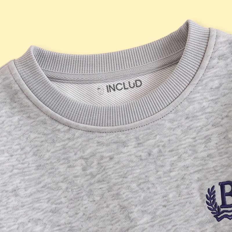 Boys Light Grey Embroidered Sweatshirt & Joggers Sets 2 pc. Sets