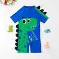Boys Blue Dinosaur Themed Short Sleeves Swimwear Bodysuit Beachwear Blue 3-4 Y