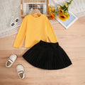 Girls Yellow Long Sleeves Top With Skirts Set Sets Yellow 2-3 Y