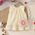 Girls Cream Sleeveless Summer A-line Dress With Sling Bag Casual Dresses Cream 1-2 Y