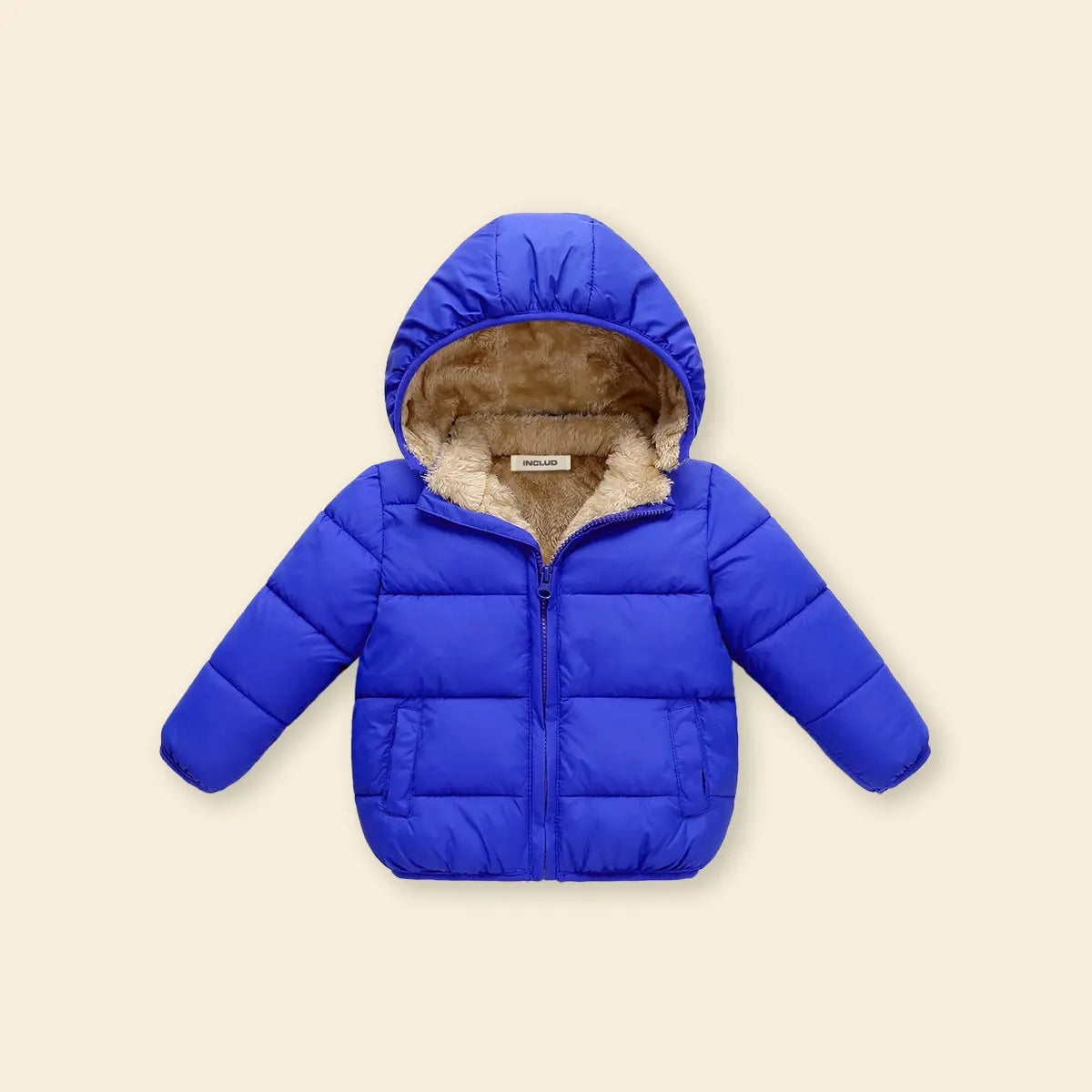 Boys Royal Blue Hooded Puffer Jacket With Sherpa Fleece Lining Coats & Jackets Royal Blue 1-2 Y