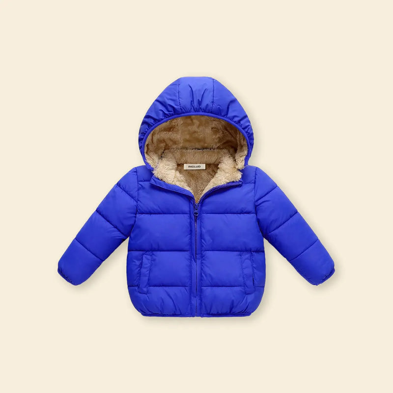 Boys Royal Blue Hooded Puffer Jacket With Sherpa Fleece Lining Coats & Jackets Royal Blue 1-2 Y