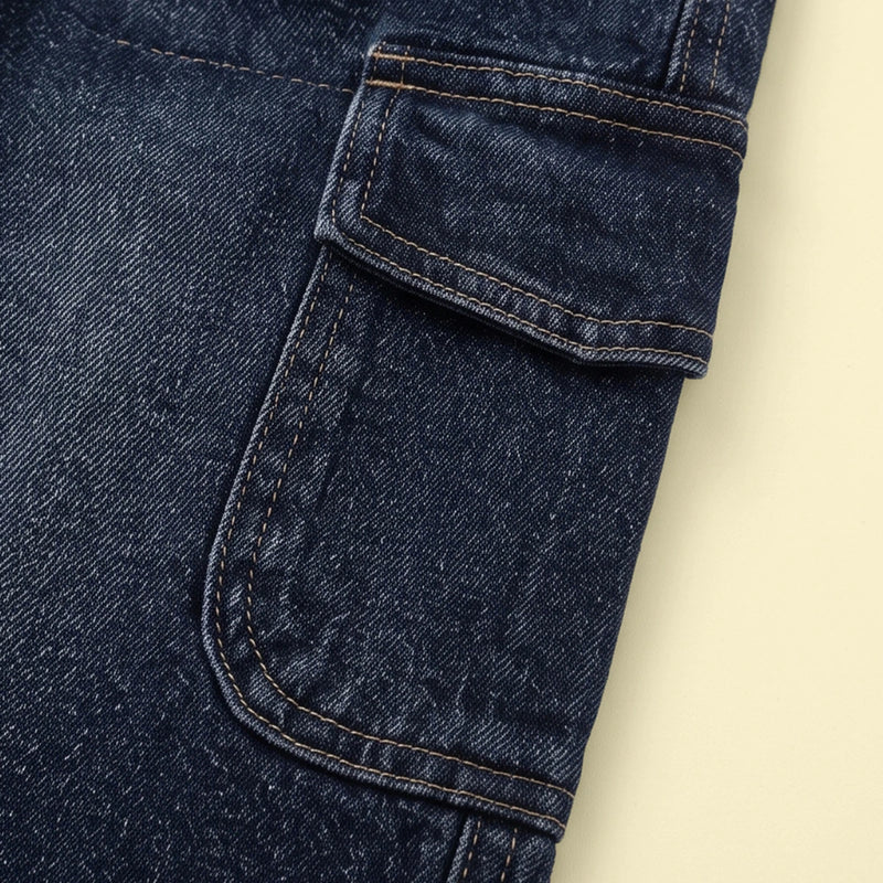 Boys Dark Blue Denim Cargo Shorts Shorts