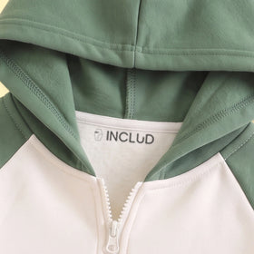 Boys Olive Green Colorblocked Zip-Up Hoodie Sweatshirts & Hoodies