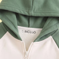 Boys Olive Green Colorblocked Zip-Up Hoodie Sweatshirts & Hoodies